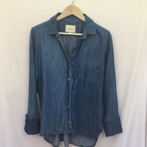 Anthropology Elevenses chambray top boho Lrg